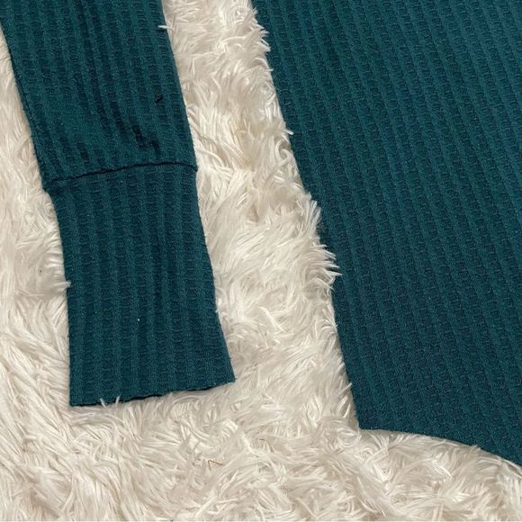 Chaser Thermal Knit Waffle Long Sleeve Top S Teal - Picture 9 of 12